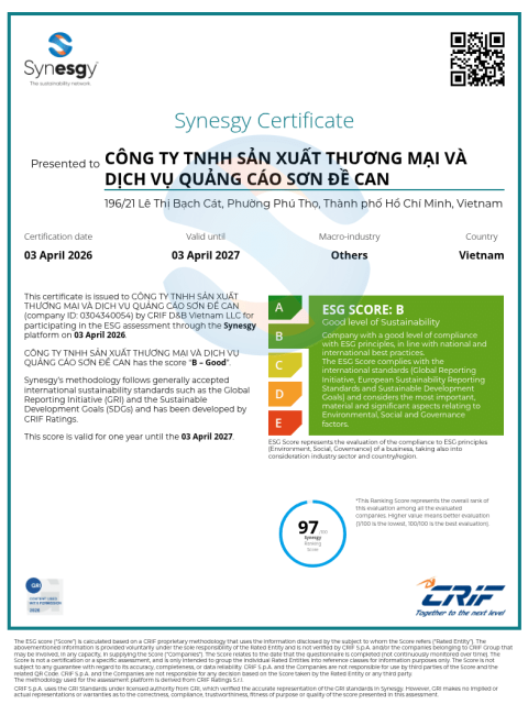 ĐẠT CHỨNG NHẬN SYNESGY